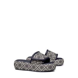 Women T Monogram Bubble Slide - Navy Logo Jacquard / Perfect Navy