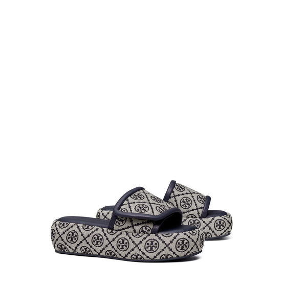 Women T Monogram Bubble Slide - Navy Logo Jacquard / Perfect Navy