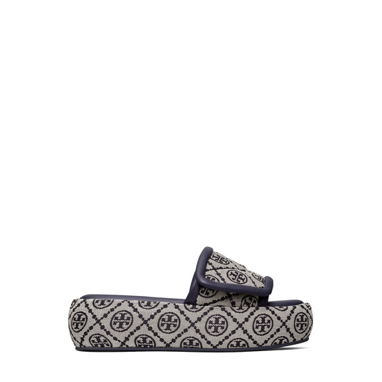 Women T Monogram Bubble Slide - Navy Logo Jacquard / Perfect Navy