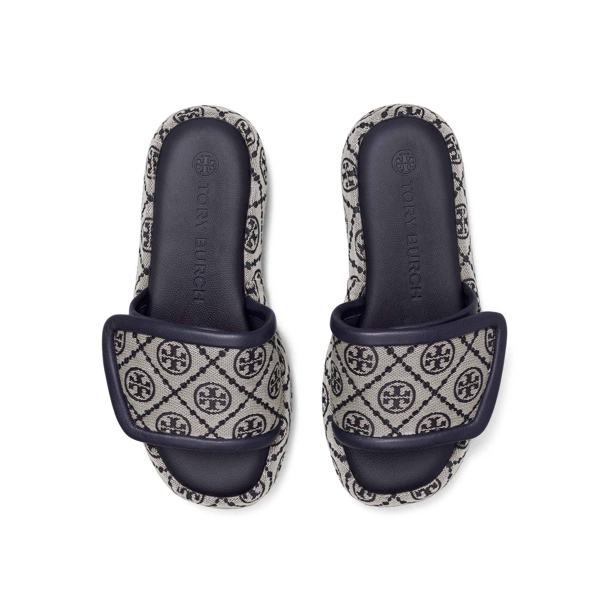 Women T Monogram Bubble Slide - Navy Logo Jacquard / Perfect Navy