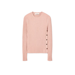 Women Lurex Stripe Crewneck - Pink Moon