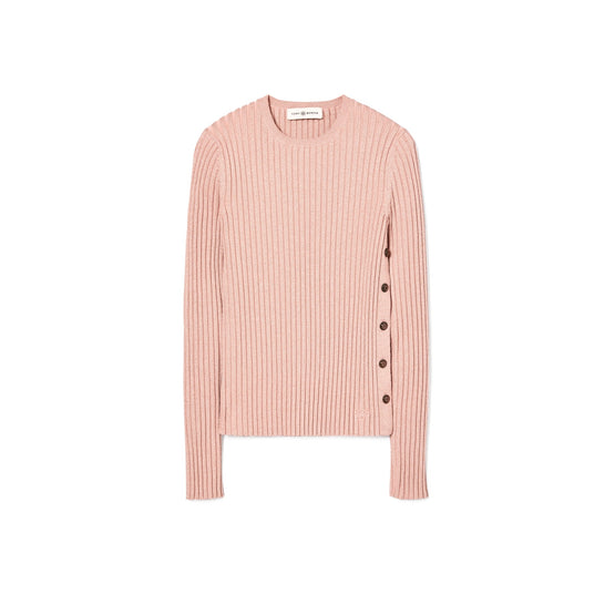 Women Lurex Stripe Crewneck - Pink Moon