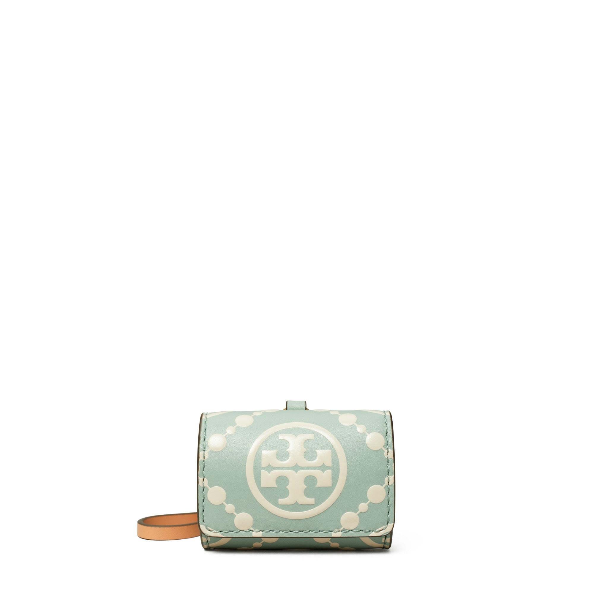 Women T Monogram Contrast Embossed Air Pod Case - Blue Celadon