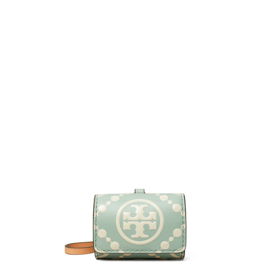 Women T Monogram Contrast Embossed Air Pod Case - Blue Celadon
