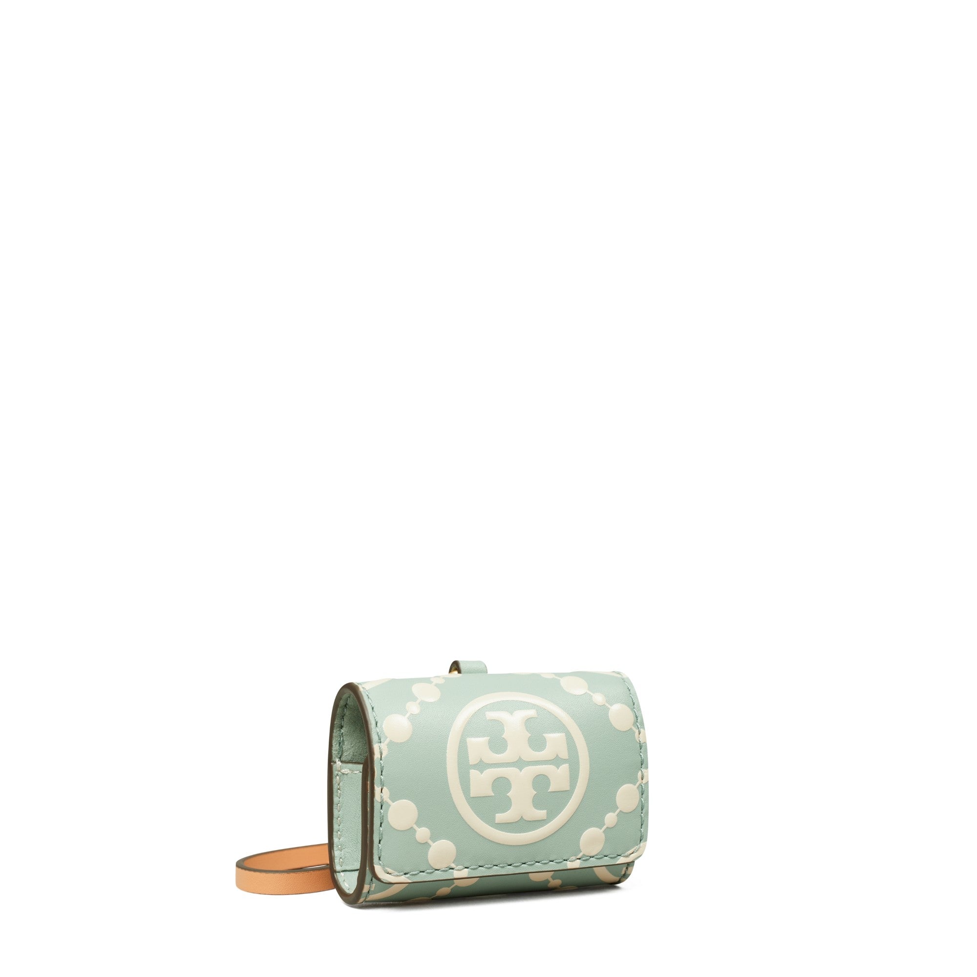 Women T Monogram Contrast Embossed Air Pod Case - Blue Celadon