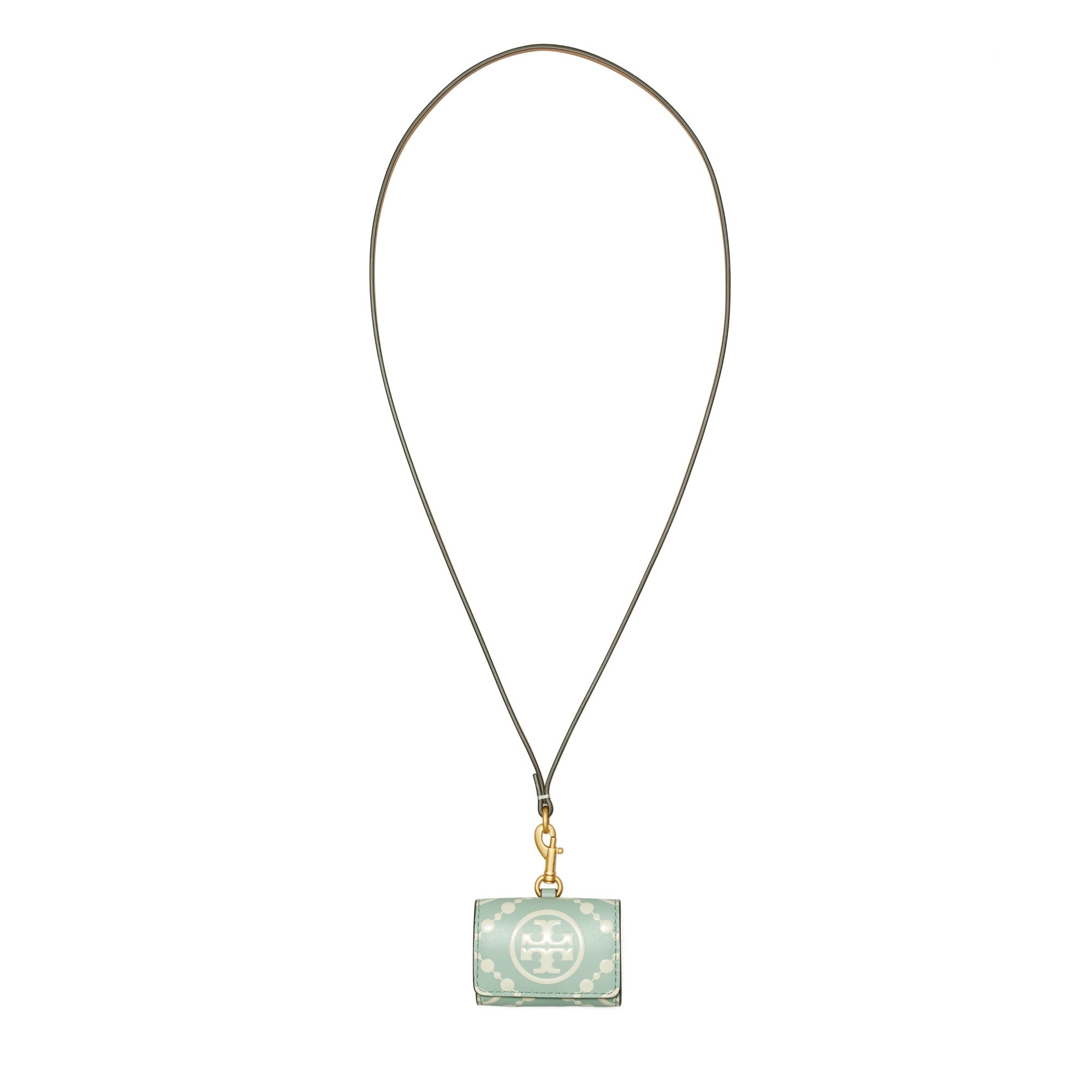 Women T Monogram Contrast Embossed Air Pod Case - Blue Celadon