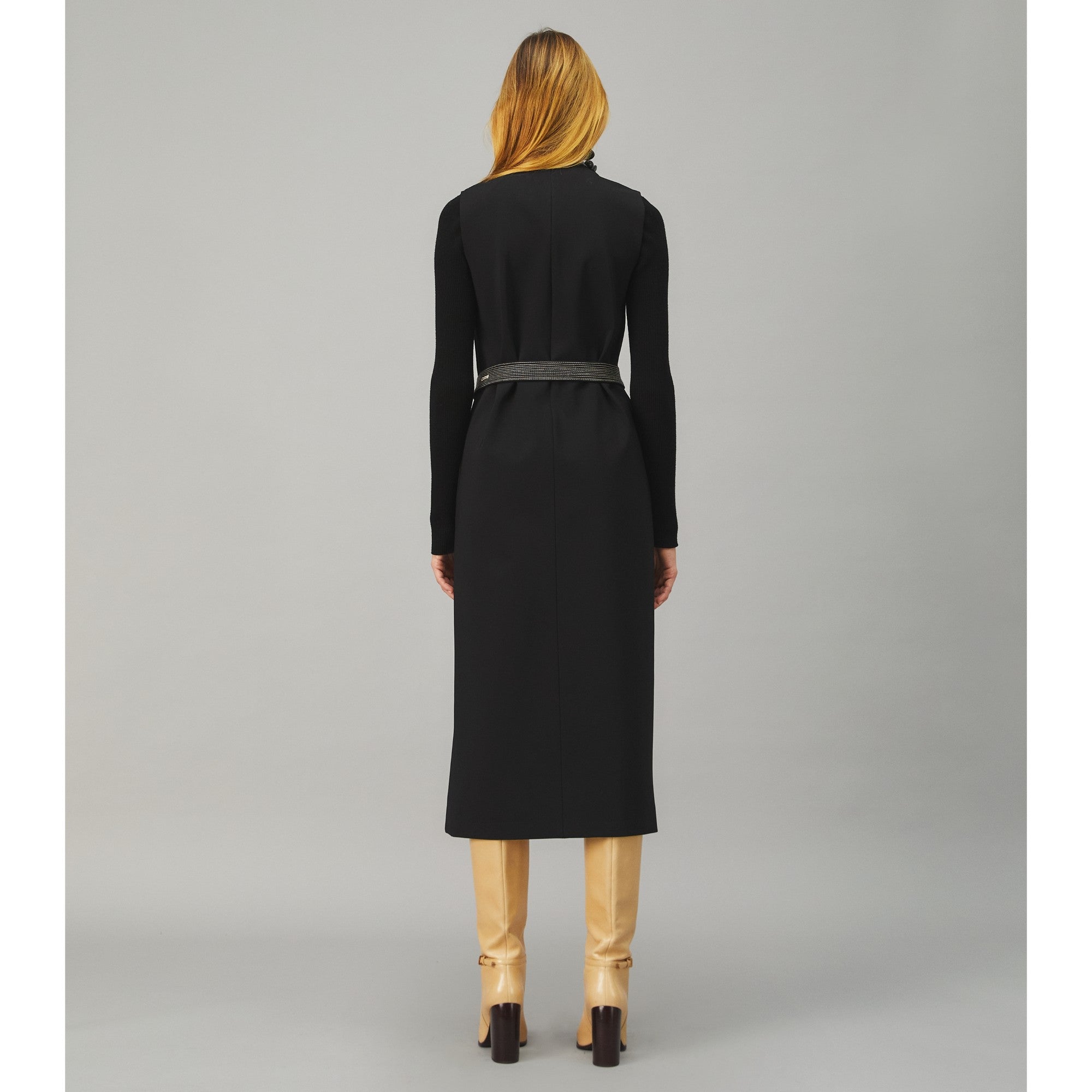 Women Knit Button Dress - Black