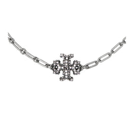 Women Roxanne Chain Pave Delicate Bracelet - Antique Pewter / Crystal