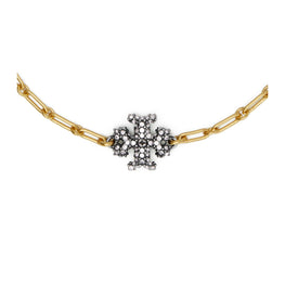 Women Roxanne Chain Pave Delicate Bracelet - Rolled Tory Gold/Antique Pewter/Crystal