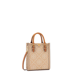 Women T Monogram Contrast Embossed Mini N/S Tote - Light Peach