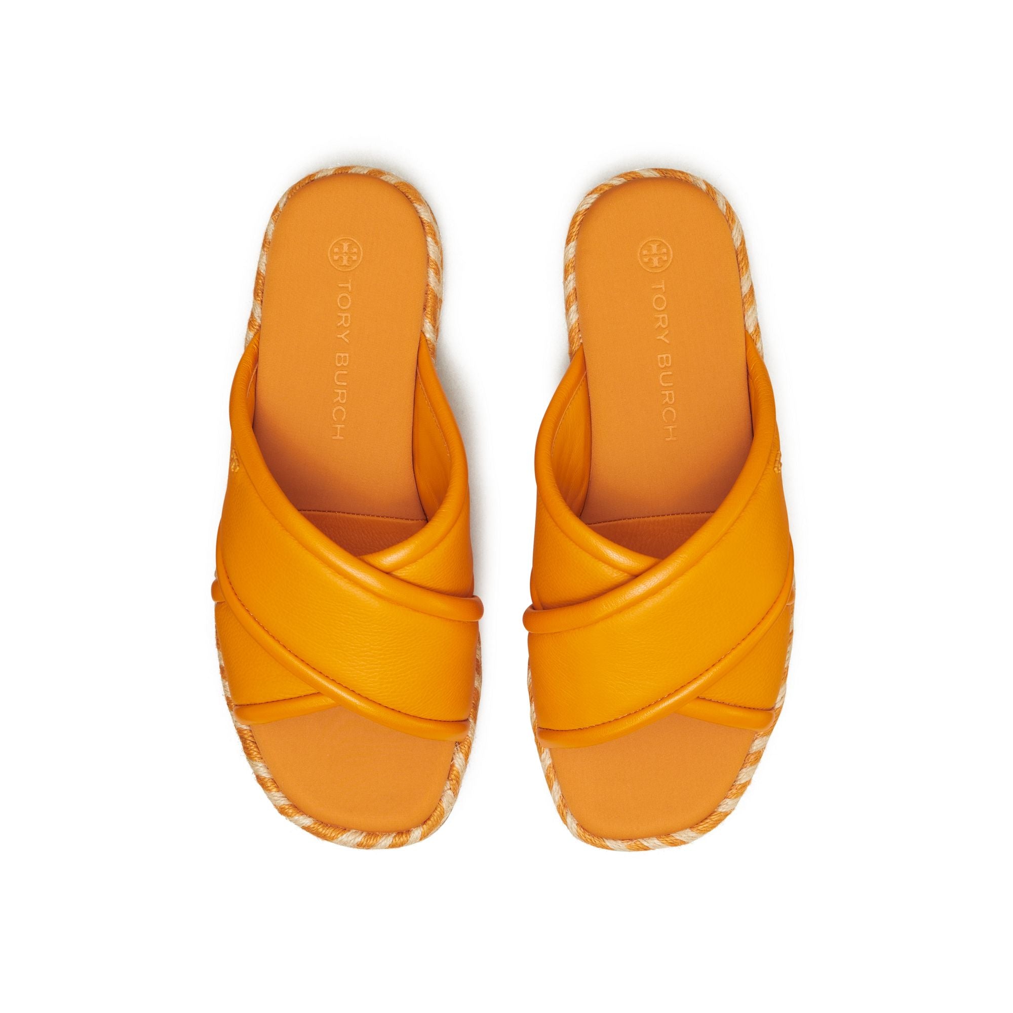 Women Criss Cross Espadrille Slide - Orange Citrine / Multi