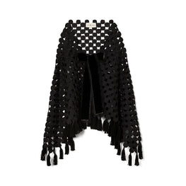 Women Wool Guipure Shawl - Black Medallion