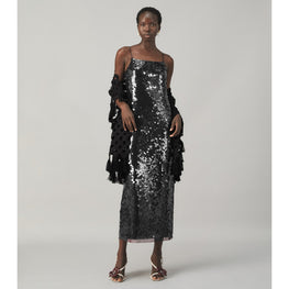 Women Wool Guipure Shawl - Black Medallion