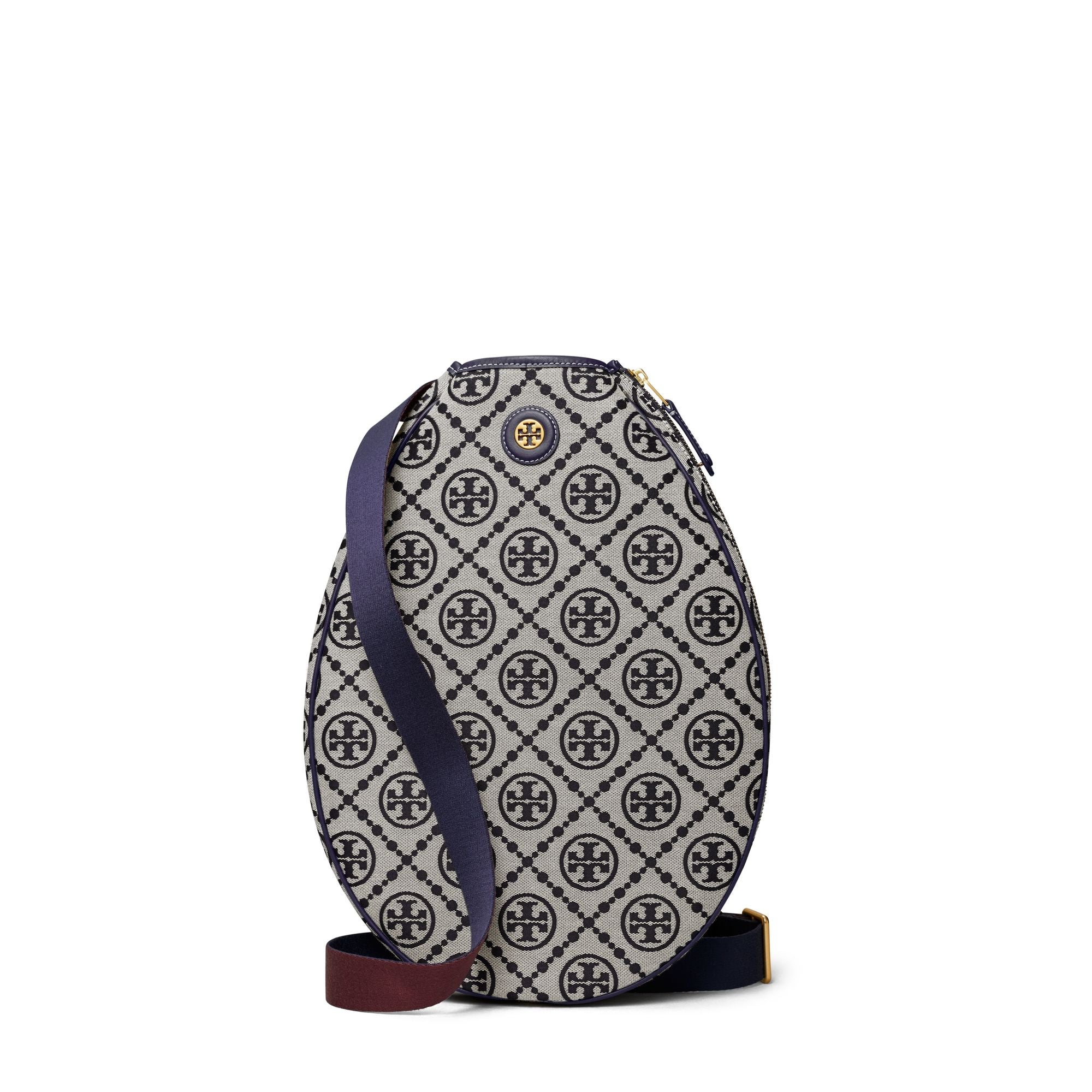 Women T Monogram Jacquard Tennis Bag - Tory Navy