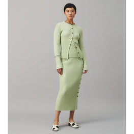 Women Lurex Stripe Knit Skirt - Clear Mint