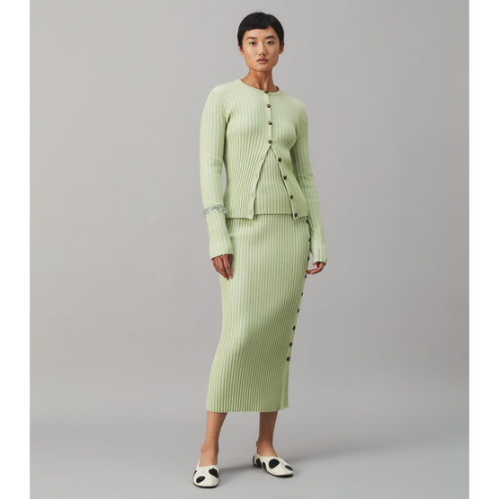 Women Lurex Stripe Knit Skirt - Clear Mint