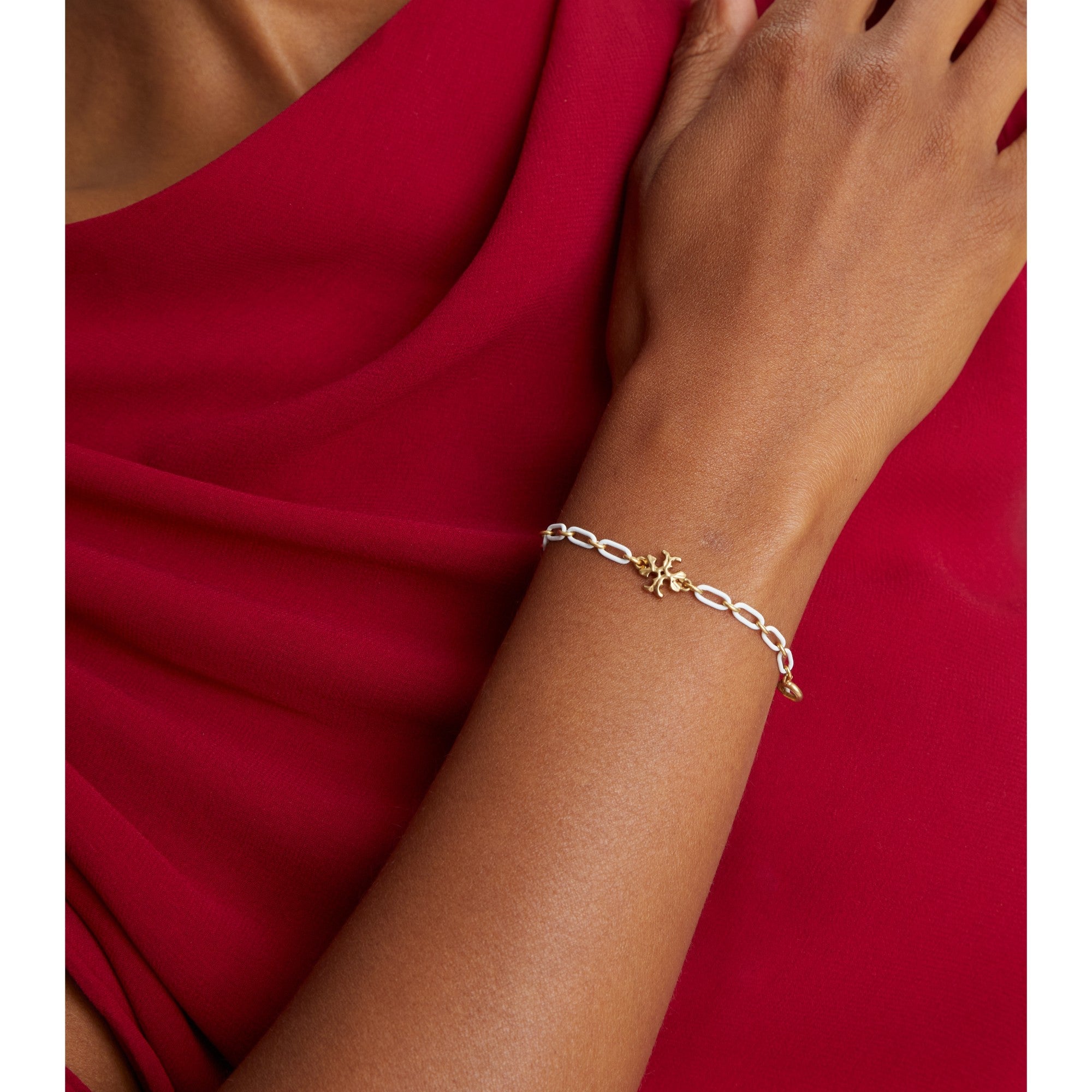 Women Roxanne Chain Delicate Bracelet - Rolled Tory Gold / New Ivory