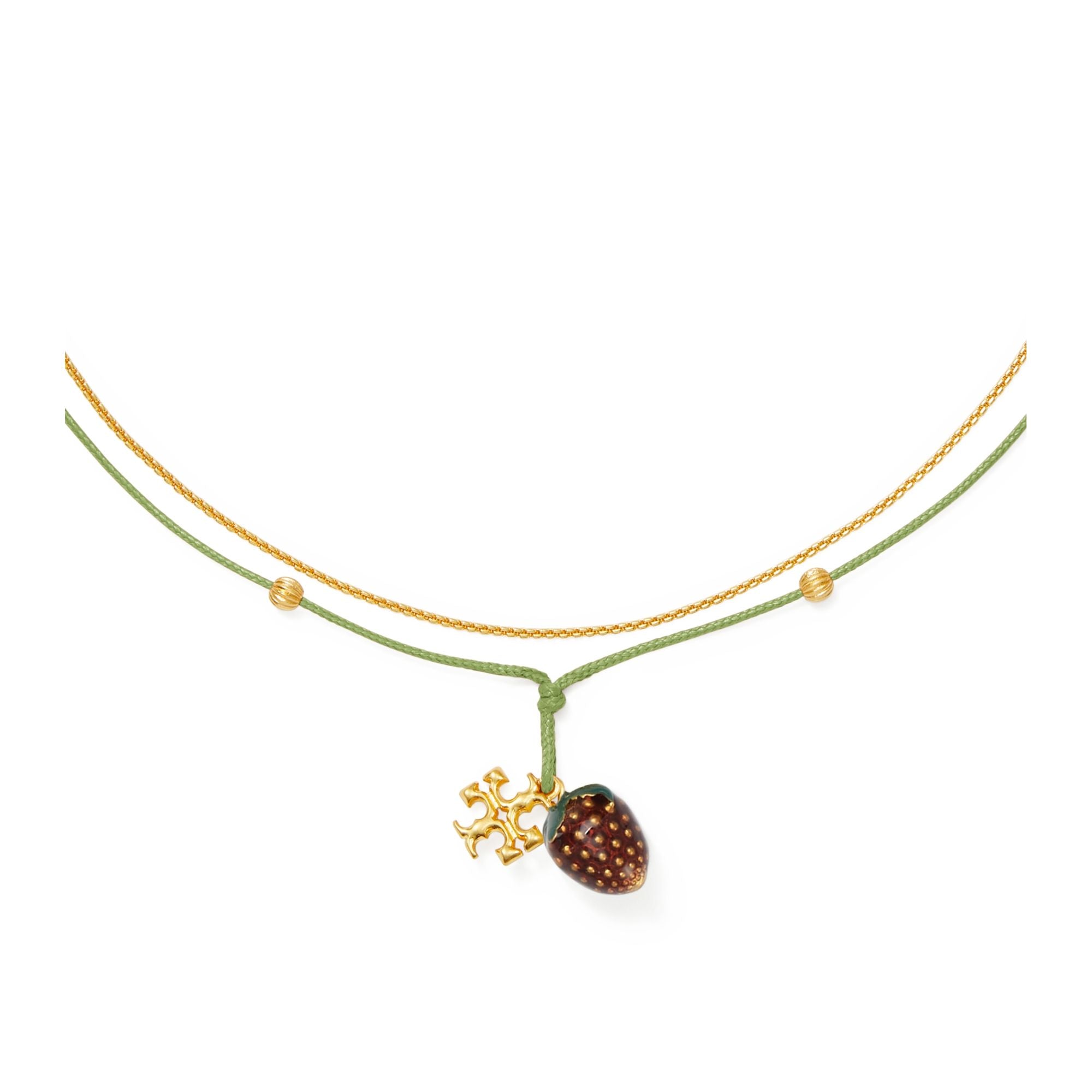 Women Kira Raspberry Pendant Necklace - Rolled Brass / Green Multi