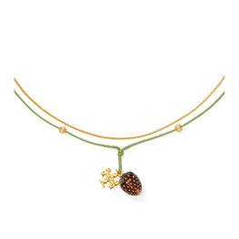 Women Kira Raspberry Pendant Necklace - Rolled Brass / Green Multi