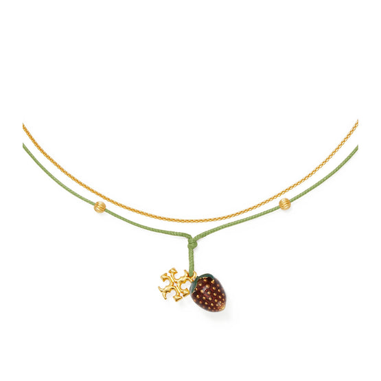 Women Kira Raspberry Pendant Necklace - Rolled Brass / Green Multi