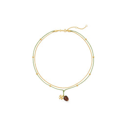 Women Kira Raspberry Pendant Necklace - Rolled Brass / Green Multi