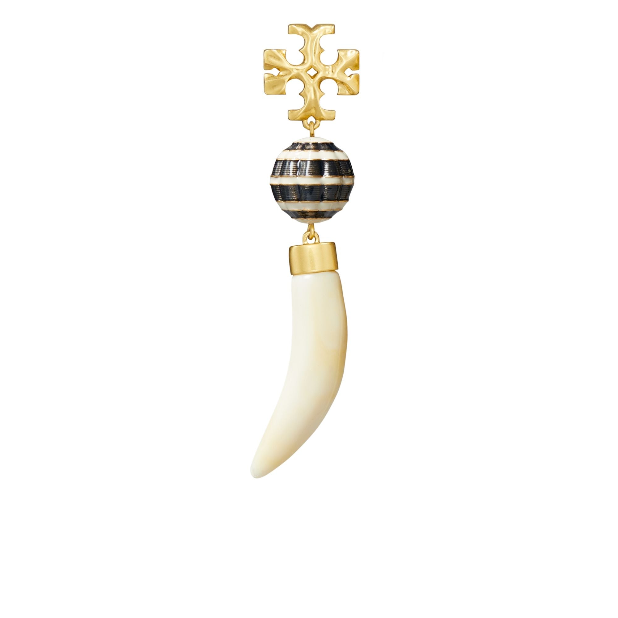 Women Roxanne Horn Drop Earring - Rolled Tory Gold / Neutral Multi