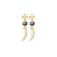 Women Roxanne Horn Drop Earring - Rolled Tory Gold / Neutral Multi