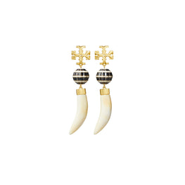 Women Roxanne Horn Drop Earring - Rolled Tory Gold / Neutral Multi