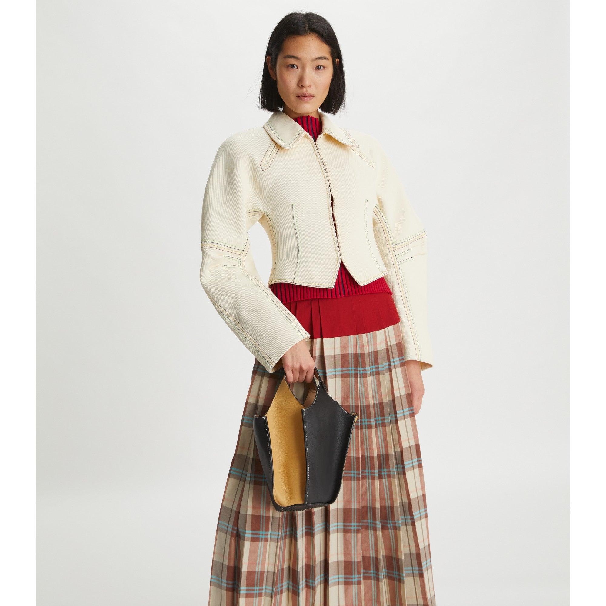 Women Color-Block Lampshade Bag - Warm Butter / Black