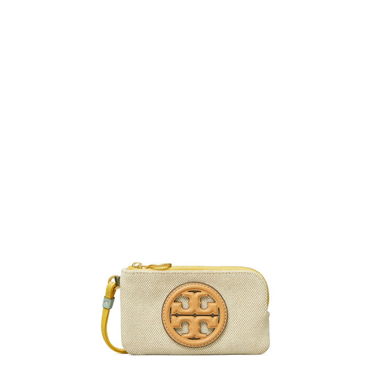 Women Perry Bombe Canvas Top-Zip Card Case - Natural