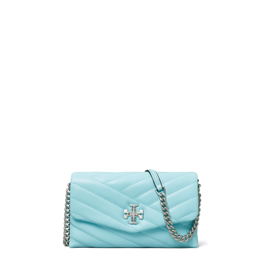 Women Kira Chevron Chain Wallet - Light Celeste