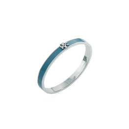 Women Medium Icon Enamel Bracelet - Tory Silver / Lanai Blue