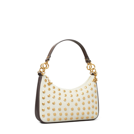 Women 151 Mercer Studded Suede Crescent Bag - French Khaki / Coconut