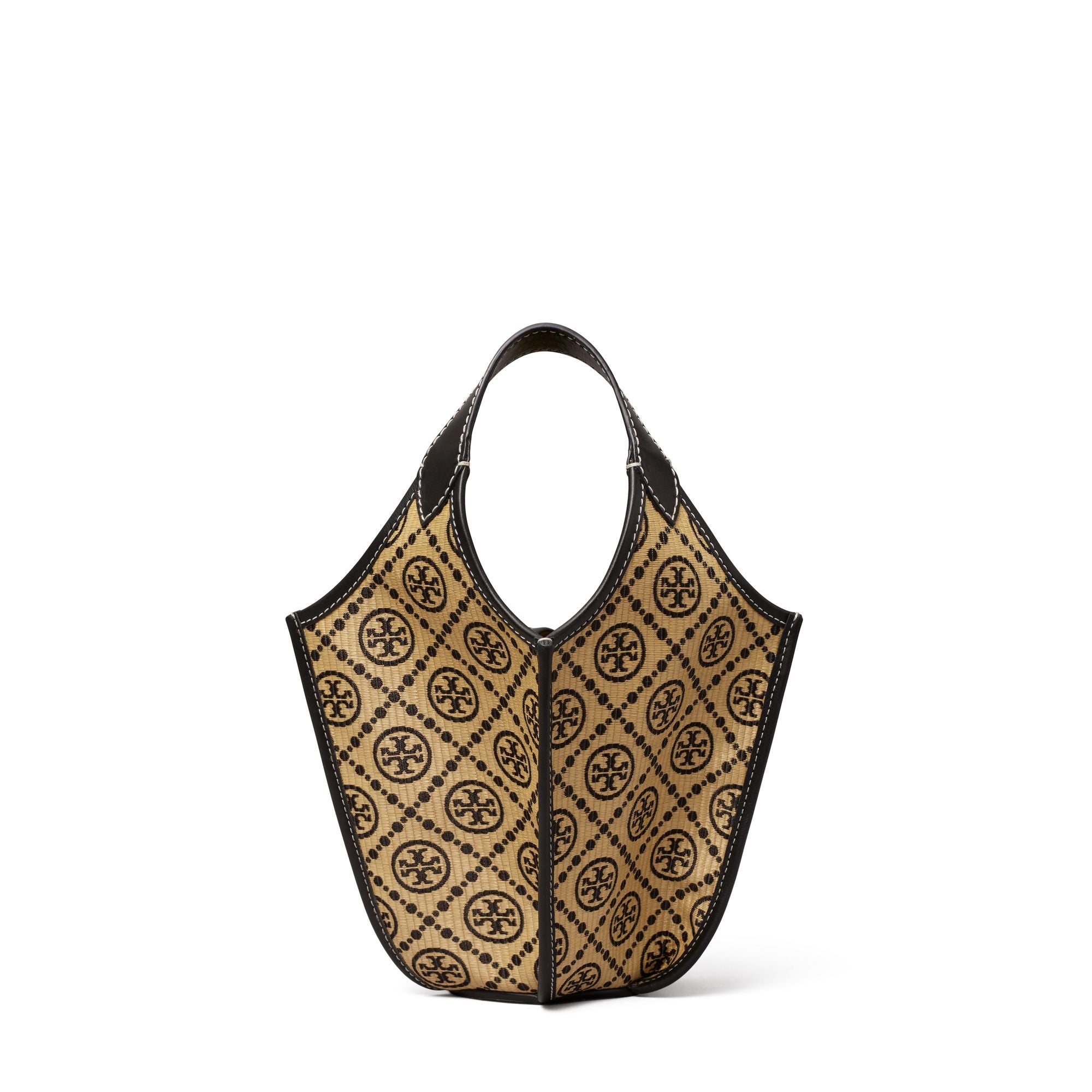 Women T Monogram Raffia Lampshade Bag - Midnight / Black