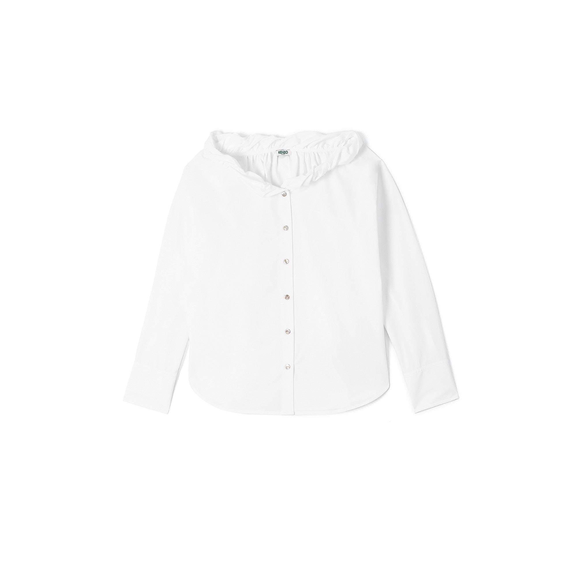 Women Roll Up Collar Shirt - White