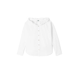 Women Roll Up Collar Shirt - White