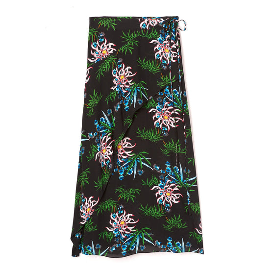 Women Soft Midi Skirt Ruffle - Black