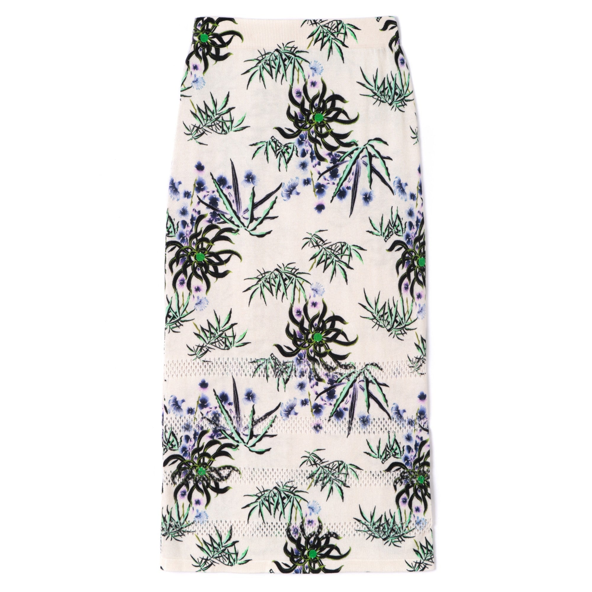 Women Mesh & Print Skirt - Ecru