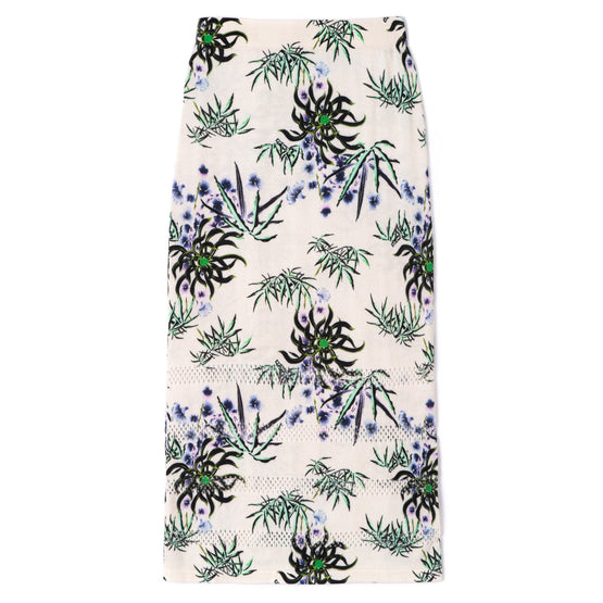 Women Mesh & Print Skirt - Ecru
