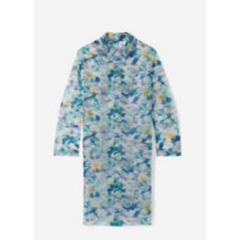 Women Printed Flowers Rain Coat - Navy Blue