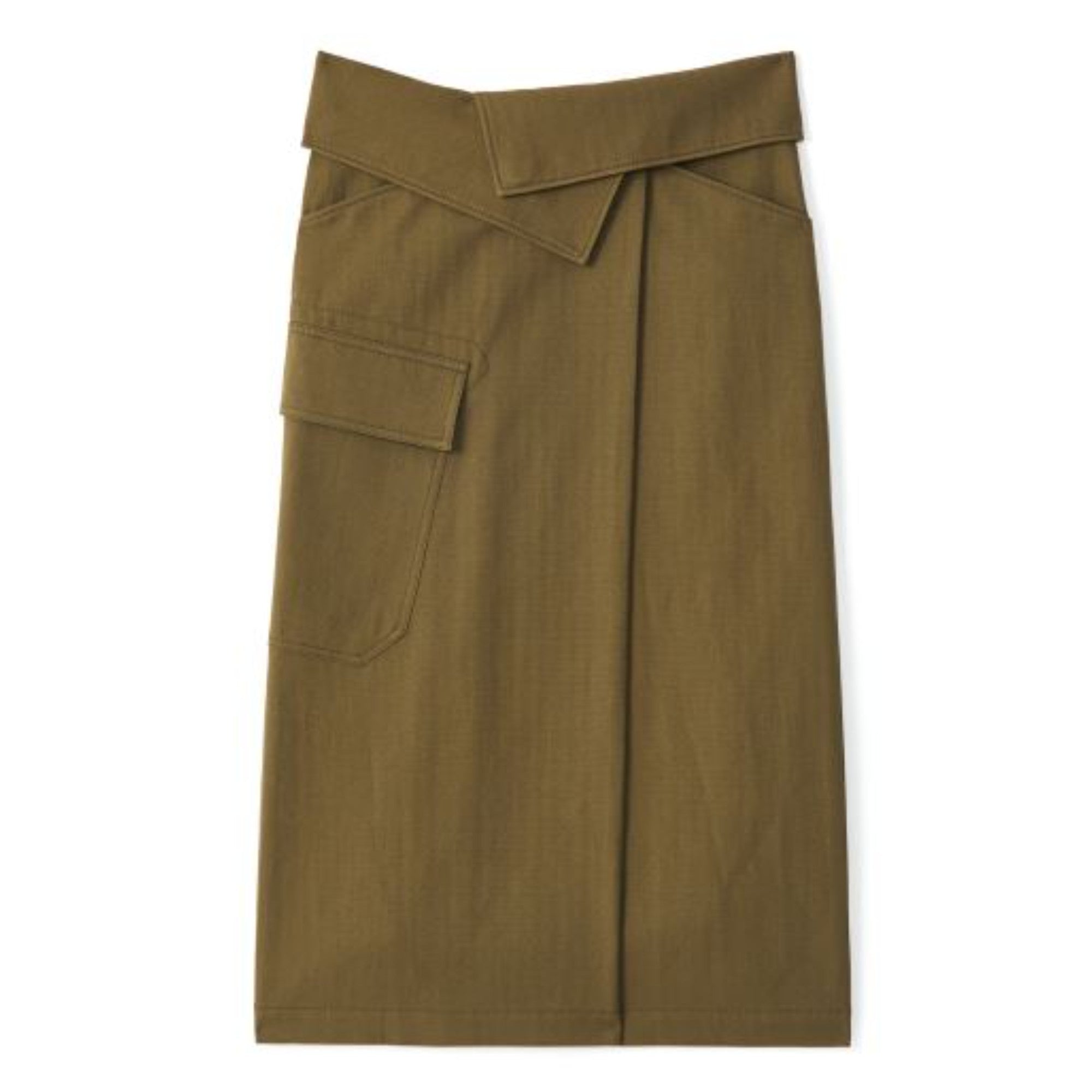 Women Wrap Skirt Knee Length - Khaki