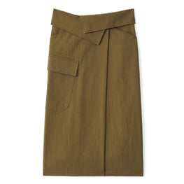 Women Wrap Skirt Knee Length - Khaki