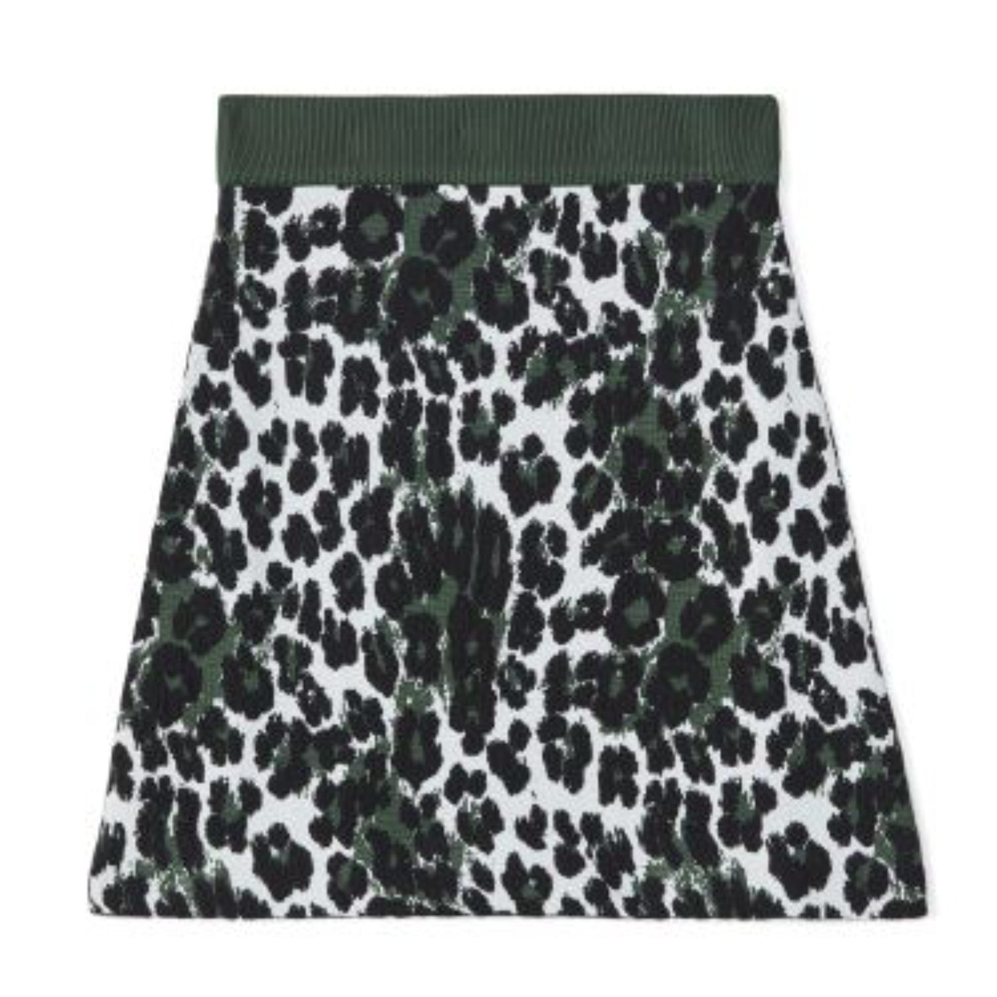 Women Leopard Jacquard Skirt - Bottle Green