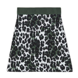 Women Leopard Jacquard Skirt - Bottle Green