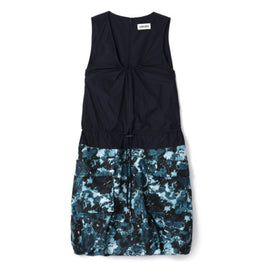 Women Sleeveless Dress Mixed Fabric - Duck Blue