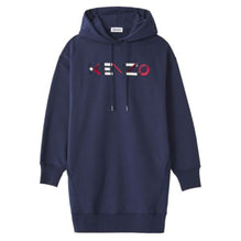 Women Kenzo Logo Hoodie Dress - Navy Blue
