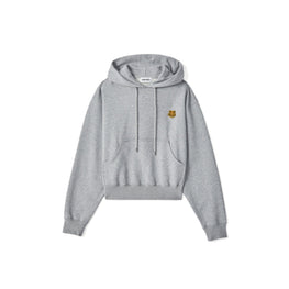 Women Boxy Fit Hoodie Tiger Crest - Pearl Grey