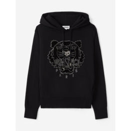 Women Classic Hoodie Embroid. Tiger - Black