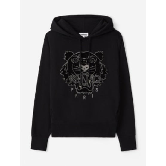 Women Classic Hoodie Embroid. Tiger - Black