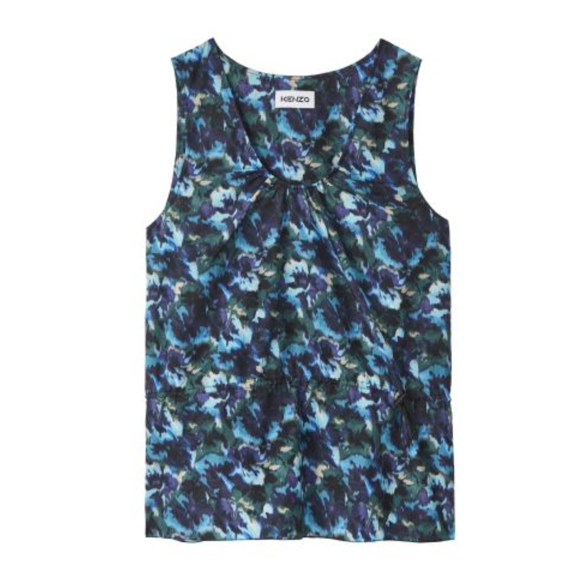 Women Sleeveless Top With Drawstring - Duck Blue